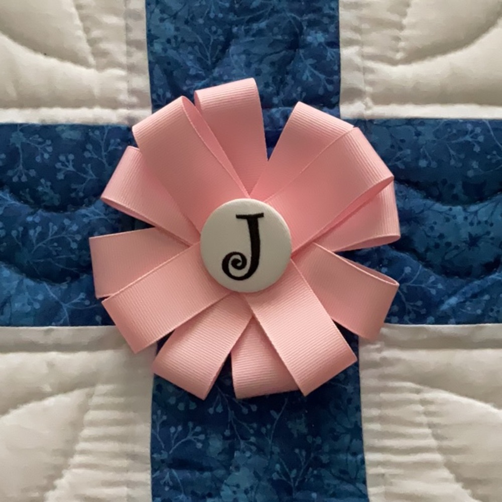 Pink Monogrammed Hair Bow